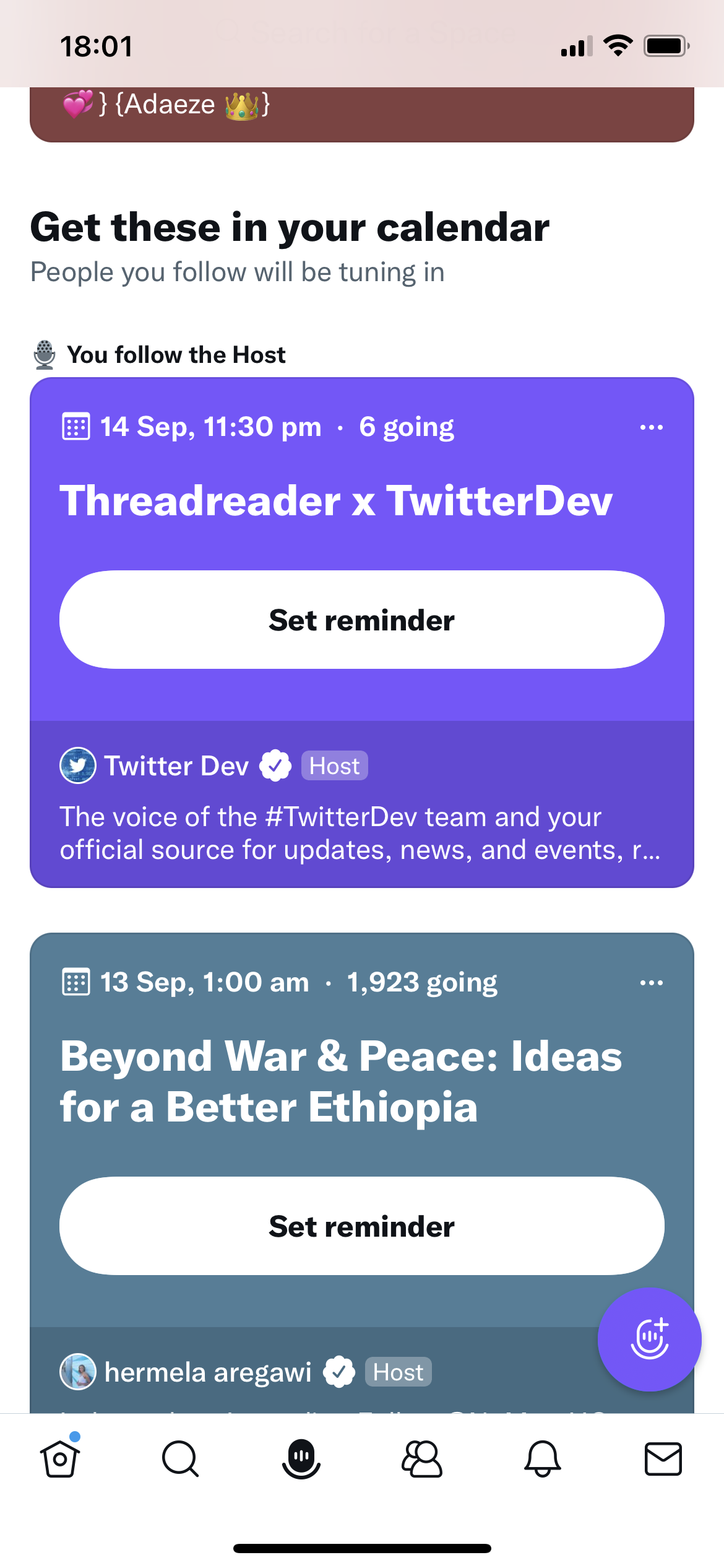 How to create a calendar reminder for a Twitter Space